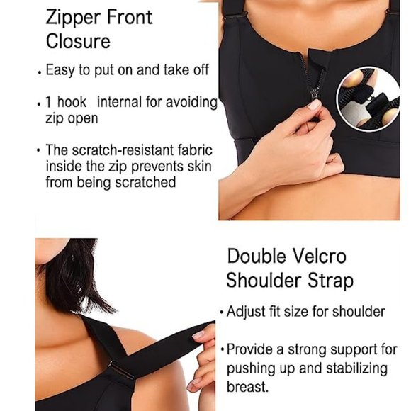 Zipper Front High Impact Sports Bra 3XL (see description) *NEW* - Picture 5 of 7